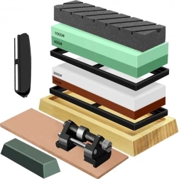 Pierre à eau pour couteaux RUHHY – kit à grains multiples avec sangle en cuir