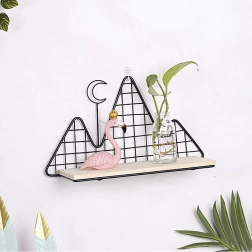 Étagère murale décorative noire – motif montagne