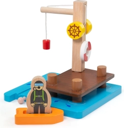 Bigjigs Rail port avec grue, bateau et plongeur