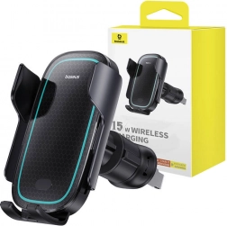 Support voiture sans fil avec charge rapide 15 W Baseus MilkyWay Pro noir