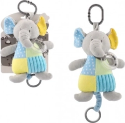 Éléphant en peluche à tirer avec boîte à musique