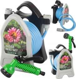 Tuyau d’arrosage de jardin sur support 10 m avec pistolet multifonction