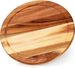 Planche ronde en acacia pour découpe et service 30 cm