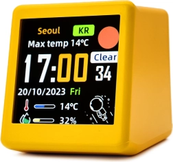 Réveil LED intelligent avec Wi-Fi et écran LCD jaune