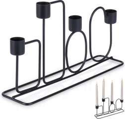 Chandelier en métal noir pour 4 longues bougies 27 × 7 × 16 cm