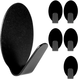 Crochets adhésifs en acier, noirs, 3 × 2 cm, lot de 6