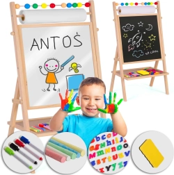 Tableau rotatif magnétique et ardoise à craie pour enfants avec rouleau de papier RICOKIDS