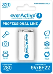 Batterie rechargeable everActive 9V 320 mAh Ni-MH prête à l’emploi