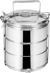Marmite empilable en inox à trois étages 3 × 1,3 l
