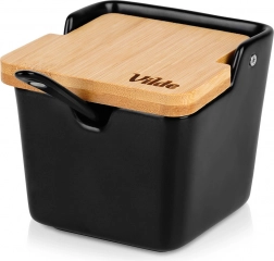 Sucrier en céramique avec couvercle en bambou 250 ml, noir