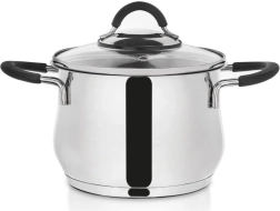 Casserole en acier inoxydable avec couvercle en verre Dalie 16 cm, 2,4 l