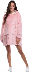 Couverture portable oversize avec capuche – sweat plaid rose unisexe