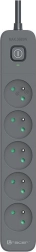 Multiprise parasurtenseur TRACER Power Line+ 1,8 m, graphite, 5 prises