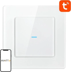 Interrupteur d’éclairage tactile Wi‑Fi intelligent Avatto, 1 bouton, blanc