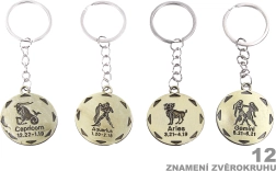 Porte-clés rond avec signe du zodiaque