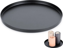 Plateau en métal noir pour bougies et décorations 21,5 cm