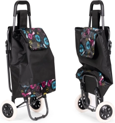 Chariot de courses 30 l avec siège pliant et grandes roues MODERNHOME
