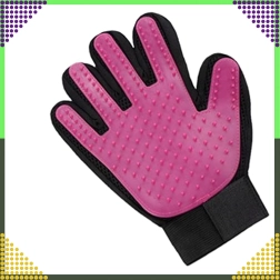 Gant de toilettage et de massage pour chiens et chats – silicone rose
