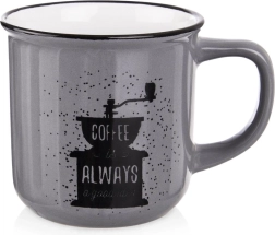 Mug en céramique pour café 370 ml, gris avec motif de moulin