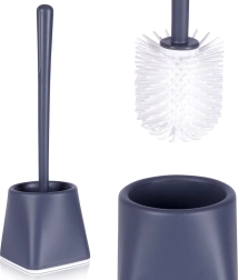 Brosse WC en silicone avec support, gris 36 cm