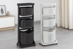 Étagère roulante en plastique avec quatre paniers