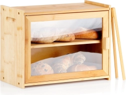 Boîte à pain en bambou à deux niveaux avec pinces 40 × 20 × 31 cm