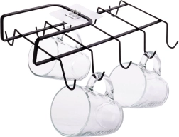 Support métallique pour tasses sous étagère, noir