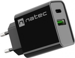 Chargeur secteur NATEC Ribera 1x USB‑A + 1x USB‑C 20 W noir