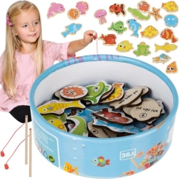 Jeu de pêche magnétique en bois, 25 pièces