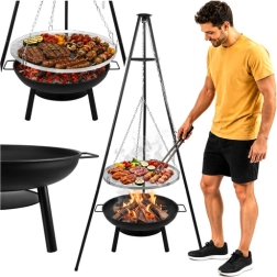 Gril de jardin Kaminer sur trépied avec foyer et grille suspendue 58 cm