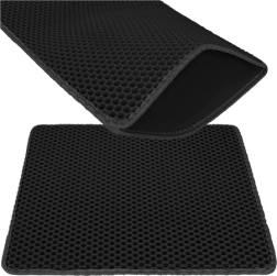 Tapis pour litière pour chat PURLOV 60 × 45 cm, noir, EVA alvéolaire double couche