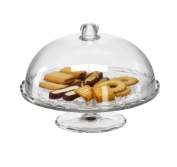 Plat à étages en verre avec cloche 29 cm