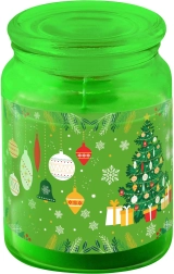 Bougie verte en verre avec couvercle 510 g