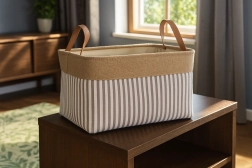 Panier de rangement textile à rayures 30 × 40 × 24 cm