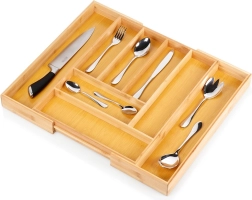 Organiseur extensible en bambou pour tiroir à couverts 35,5–54,5 × 45,5 cm