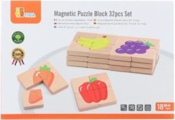 Puzzle magnétique en bois avec des fruits