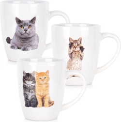 Set de tasses en céramique avec chats 220 ml, 3 pièces