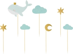 Décorations pour muffins – baleine, lot de 7 pcs