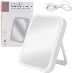 Miroir cosmétique LED rétroéclairé avec touche, 3 modes d’éclairage, inclinaison 90°, blanc