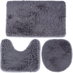 Ensemble de tapis de salle de bain gris 3 pièces