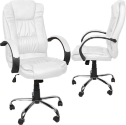 Fauteuil de bureau pivotant blanc en simili cuir Malatec