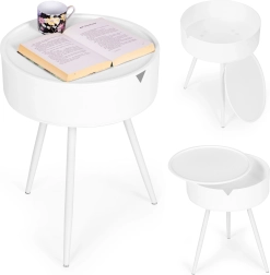 Table de chevet ronde avec plateau amovible en plastique ModernHome