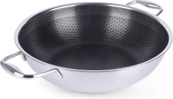 Wok antiadhésif en inox COOKCELL 28 cm