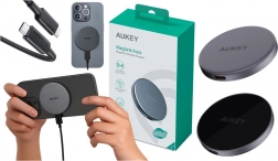 Chargeur sans fil magnétique AUKEY MagFusion 15 W Qi2 (noir)