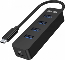 Hub USB-C actif UNITEK avec 4× USB-A 3.1, 10 W