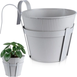 Pot de fleurs suspendu de balcon en métal gris 20 cm