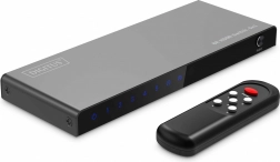 DIGITUS commutateur HDMI 8K 5×1, 60 Hz (4:4:4), HDR, HDCP 2.3, avec télécommande, noir