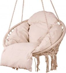 Fauteuil suspendu Lulilo type nid de cigogne avec coussin, écru, 80 cm, 150 kg