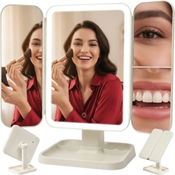 Miroir cosmétique pliant avec éclairage LED SOULIMA