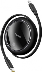 Câble de charge rétractable Baseus Free2Pull USB‑C vers Lightning 20W 1 m noir